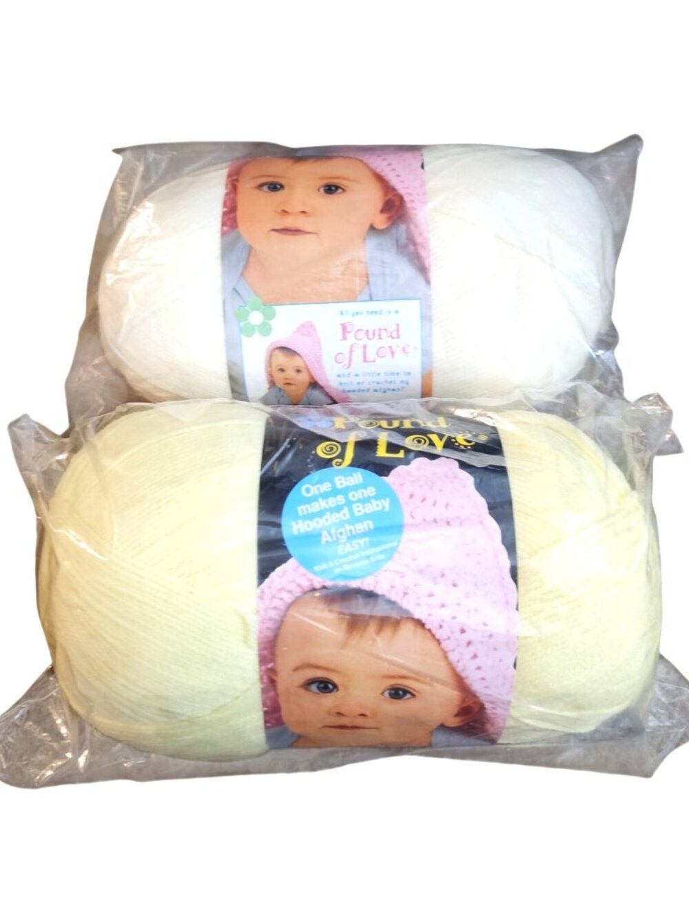 Lion Brand Pound Of Love Yarn Pack - Antique White & Pastel Yellow - 16 Oz Each